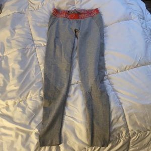 Gymshark Flex Leggings - Light Grey Marl/Sherbet Pink